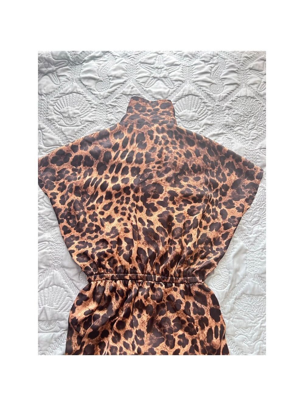 Michael Kors Leopard Print Wide Leg Jumpsuit XS Collared Button Front - Picture 7 of 13